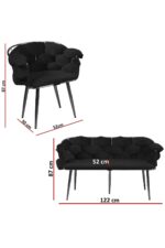 Rozexi Balon Çay Seti Takımı Koltuk Takımı Oturma Odası Kafe Antre Hol Ofis 2+1+1 Gold Metal - Görsel 4