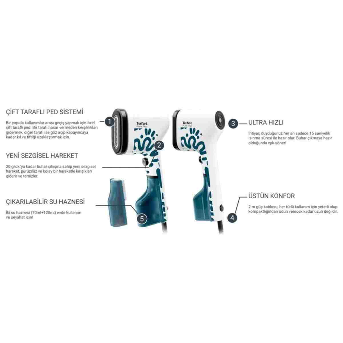 TEFAL DT204 Pure Pop Home and Travel Buharlı Düzleştirici Ütü - Görsel 8