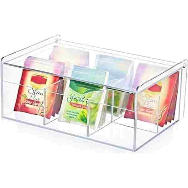 Kitchen Store Çay Kutusu 6 Bölmeli Kapaklı Poşet Bitki Çayı Saklama Kabı
