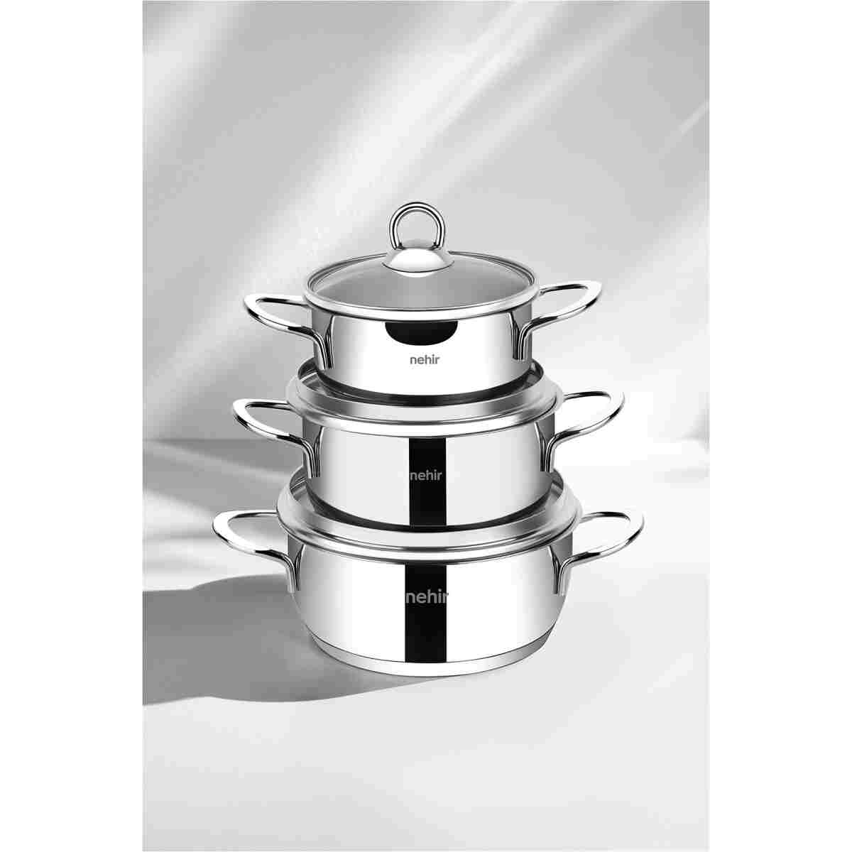 Nehir Silver 6 Parça Paslanmaz Çelik Mini Tencere Seti (12-14-16 cm) - Görsel 7