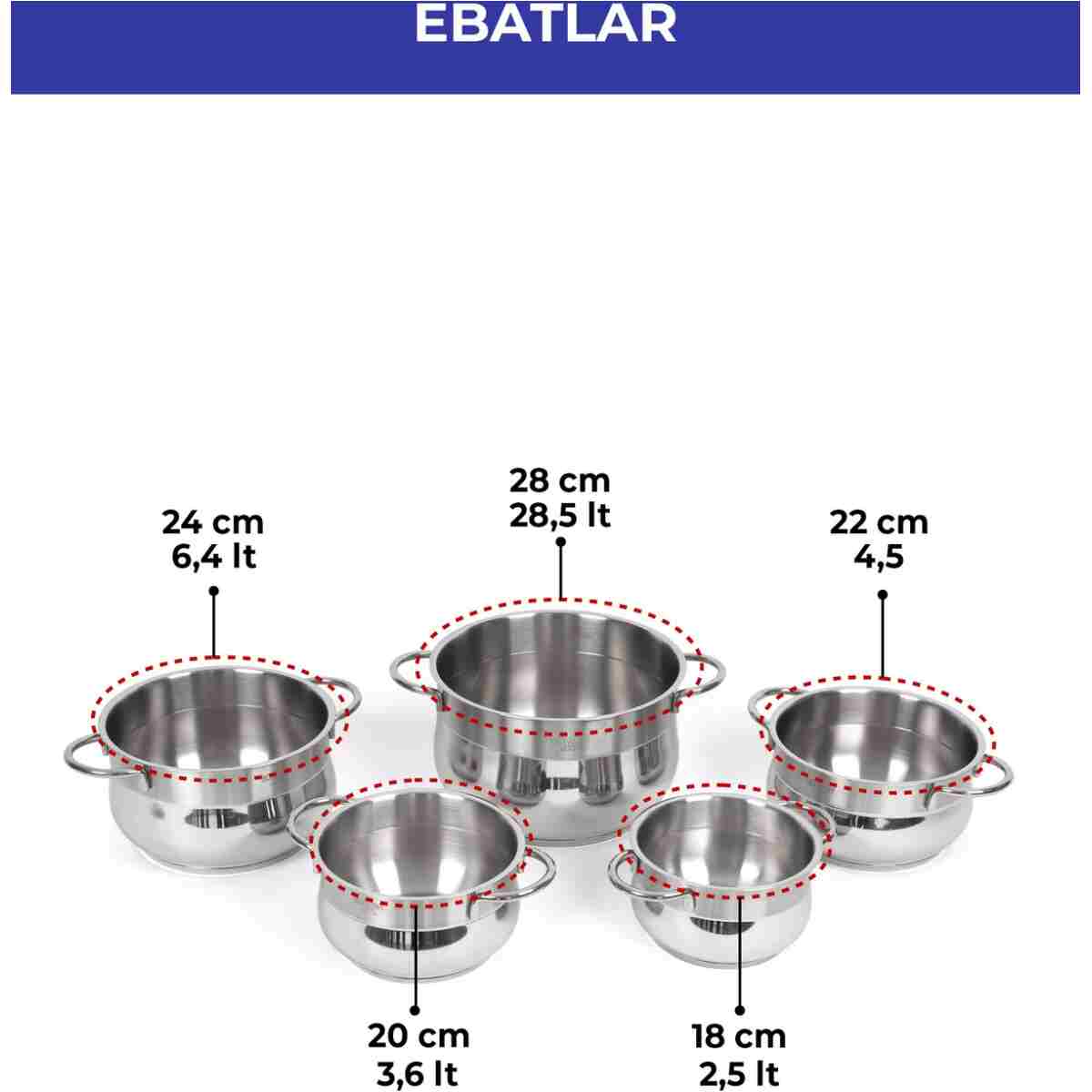 Bonera GLOBUS 10 PRÇ STANDARD SET (18-20-22-24-28) - SILVER - Görsel 11