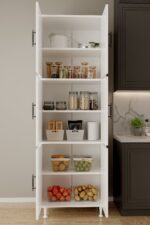 AEKA AE-3015 Mercan Beyaz 6 Kapaklı Çok Amaçlı Dolap Raflı Mutfak Kiler Banyo 195*63*35 Çok Amaçlı Dolap - Görsel 5
