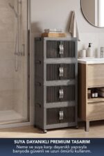 Lavine ”MEDIUM” 4 Katlı Portatif Dolap Organizer 30LT Çok Amaçlı Mıknatıs Kapaklı, Katlanır, Tekerlekli - Görsel 14