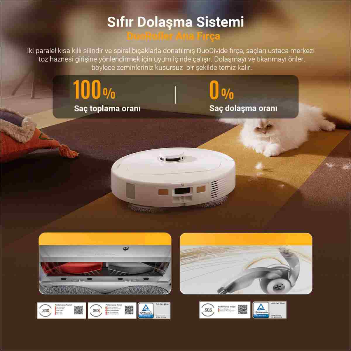 Roborock Qrevo C Pro Akıllı Robot Süpürge 18.500 Pa - Beyaz - Görsel 22