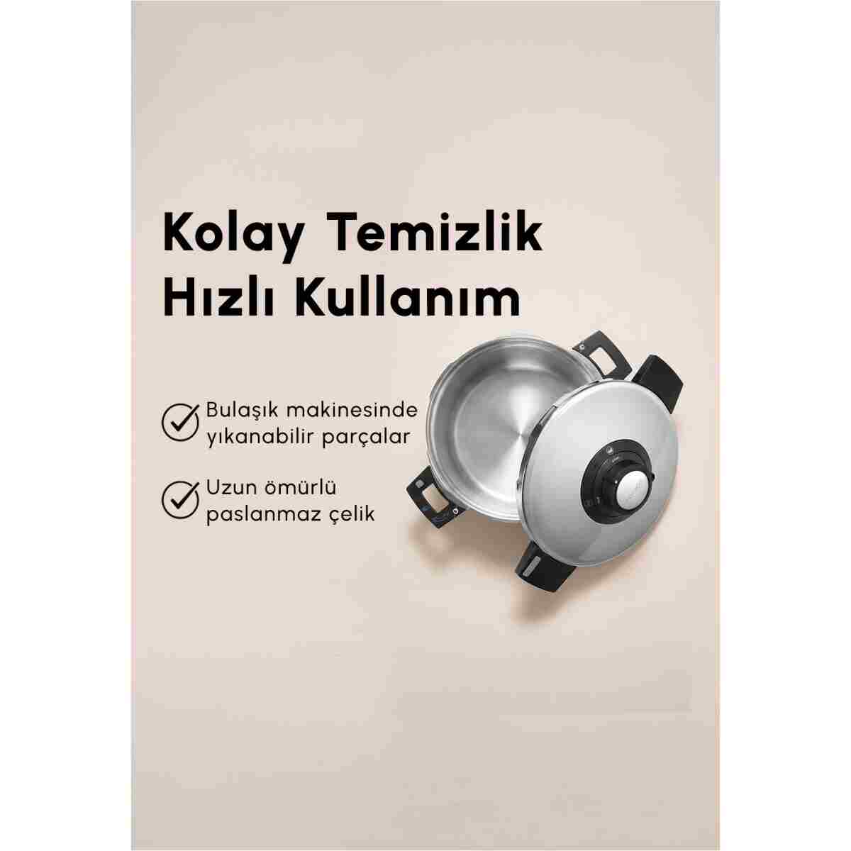 Karaca Quick And Safe Indüksiyon Tabanlı Düdüklü Tencere 7 Litre - Görsel 4