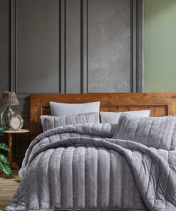 Elart Velvet Comfort Set Uyku Seti Çift Kişilik Kadife 6 parça (230x220cm) Gümüş