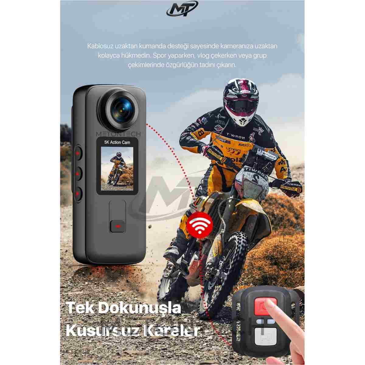 METONTECH 5K Ultra HD Aksiyon Kamerası | Zengin Kutu İçeriği, 170° Geniş Açılı Lens, Wi-Fi, Çift Ekranlı, Taşınabilir, Uzaktan Kumanda, Su Geçirmez Kılıf | Siyah - Görsel 4