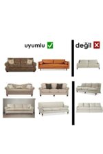 Gerbera Home Collection Jakarlı Ağaç Kabuğu Lastikli Koltuk Örtüsü Takımı 3 2 1 1 Krem Renk - Görsel 5