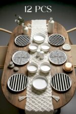 Kitchen Life 12 Parça 6 Kişilik Stackable Black Eyes Kahvaltı Takımı - Lüx Kahvaltılık Sunum Tabağı Seti - Görsel 2