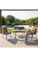 Tu Tienda KARTEPE ALÜMİNYUM 2 1 1 SEHPA(60*90) RATTAN BAHÇE BALKON TAKIMI,ANTRASİT RATTAN/GRİ KUMAŞ - Görsel 12