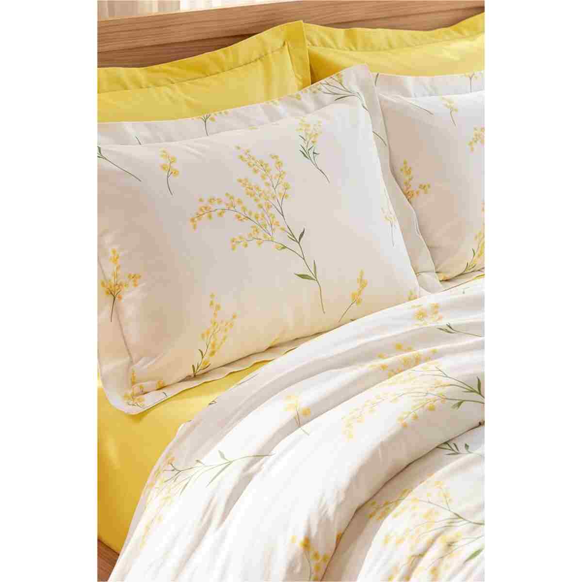 Karaca Home Loretta Sarı %100 Pamuk Çift Kişilik Nevresim Takımı (PP) - Görsel 7