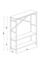 Brady Mobilya Alkor 180x120x35 Metal Masif Ahşap Desenli Yonga Levha Açık Giyinme Dolap Portmanto Askılık - Görsel 10