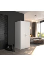 EVA İTHALAT 2 Kapaklı Elbise Dolabı Beyaz80
