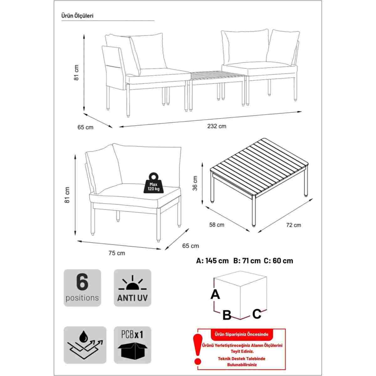 Limni Home Mini Multilounge Bahçe Balkon Mobilyasi, Şezlong - Görsel 6