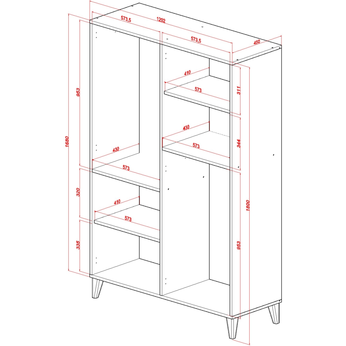 Rabi Maya 4 Kapaklı Gardırop Beyaz - Görsel 7