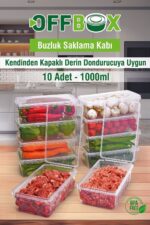 OFFBOX 10 Adet 1 Lt. Kendinden Kapaklı Derin Dondurucuya Uygun Saklama Kabı Düzenleyici - Görsel 3