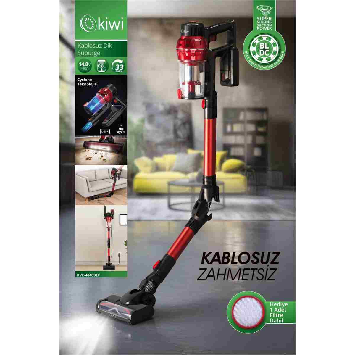 Kiwi Kvc-4040BLF Katlanabilir Şarjlı Bldc Motor Dik Süpürge - Görsel 9