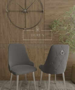 Alternative view of DEREN HOME Ax Serisi Lak Panel Mdf Antrasit Renk Masa Krom Metal Ayak Masa Takımı Silinebilir Leke Tutmaz Kumaş