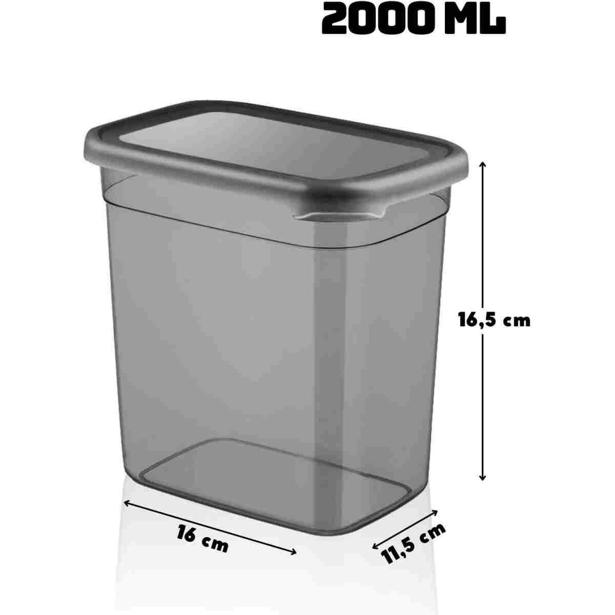 Nandy Home 6 Adet Jumbo Boy Dikdörtgen Saklama Kabı 2000 Ml Antrasit - Görsel 5
