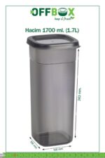 OFFBOX 6 Adet 12 Parça 1,7 Litre Jumbo Boy Kare Erzak Saklama Kabı Seti 20 Etiket Hediyeli - Görsel 6
