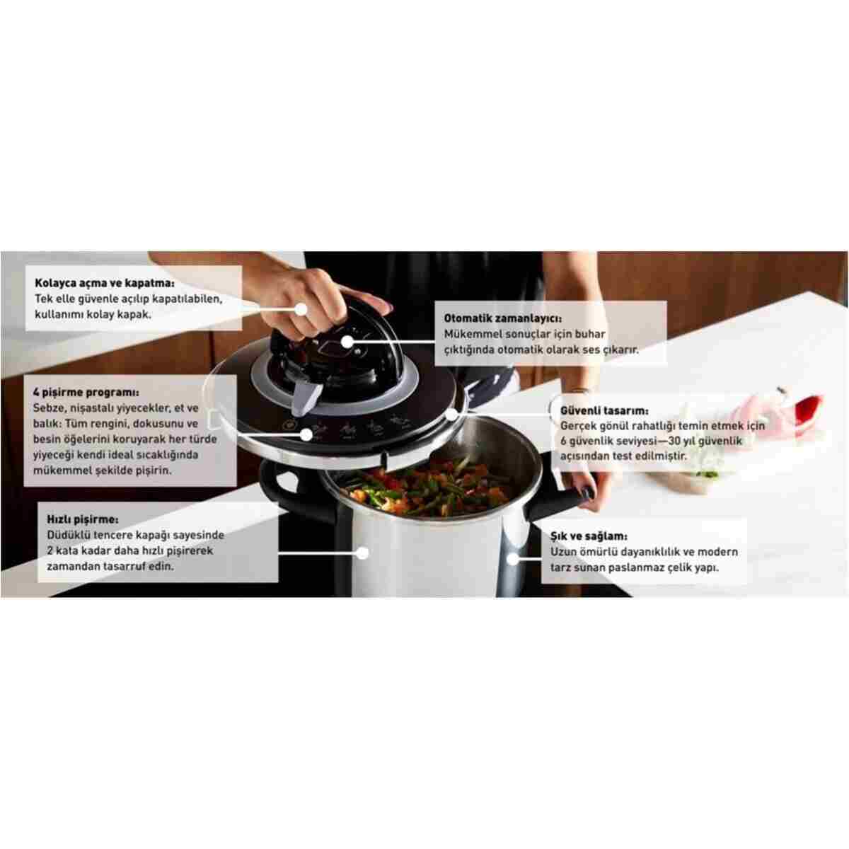 TEFAL Clipso Chef 6 Litre + 4,5 Litre Düdüklü Tencere Seti - 1510002674 - Görsel 3