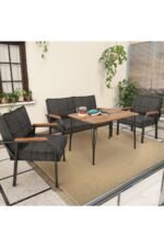 Mygusi Hayal Balkon, Bahçe, Cafe, Metal Kanepe Koltuk Takımı , Bahçe Mobilyası, 60x90 Masalı - 211 Kahve - Görsel 6