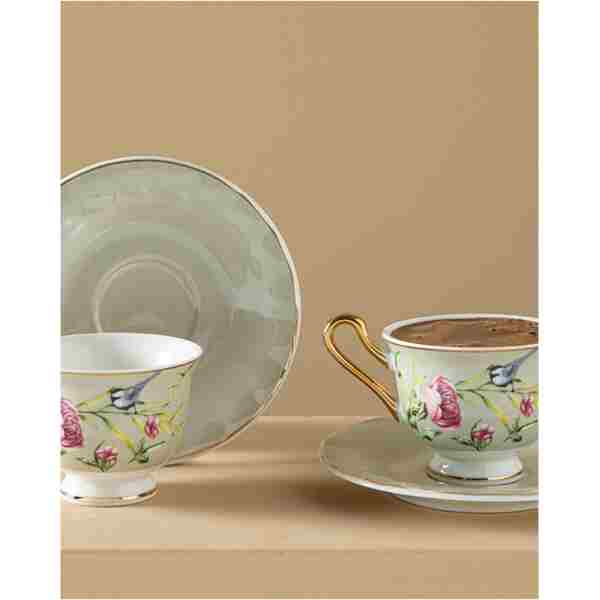 English Home Vanilla New Bone China Kahve Fincan Takımı 4 Parça 2 Kişilik Açık Gri