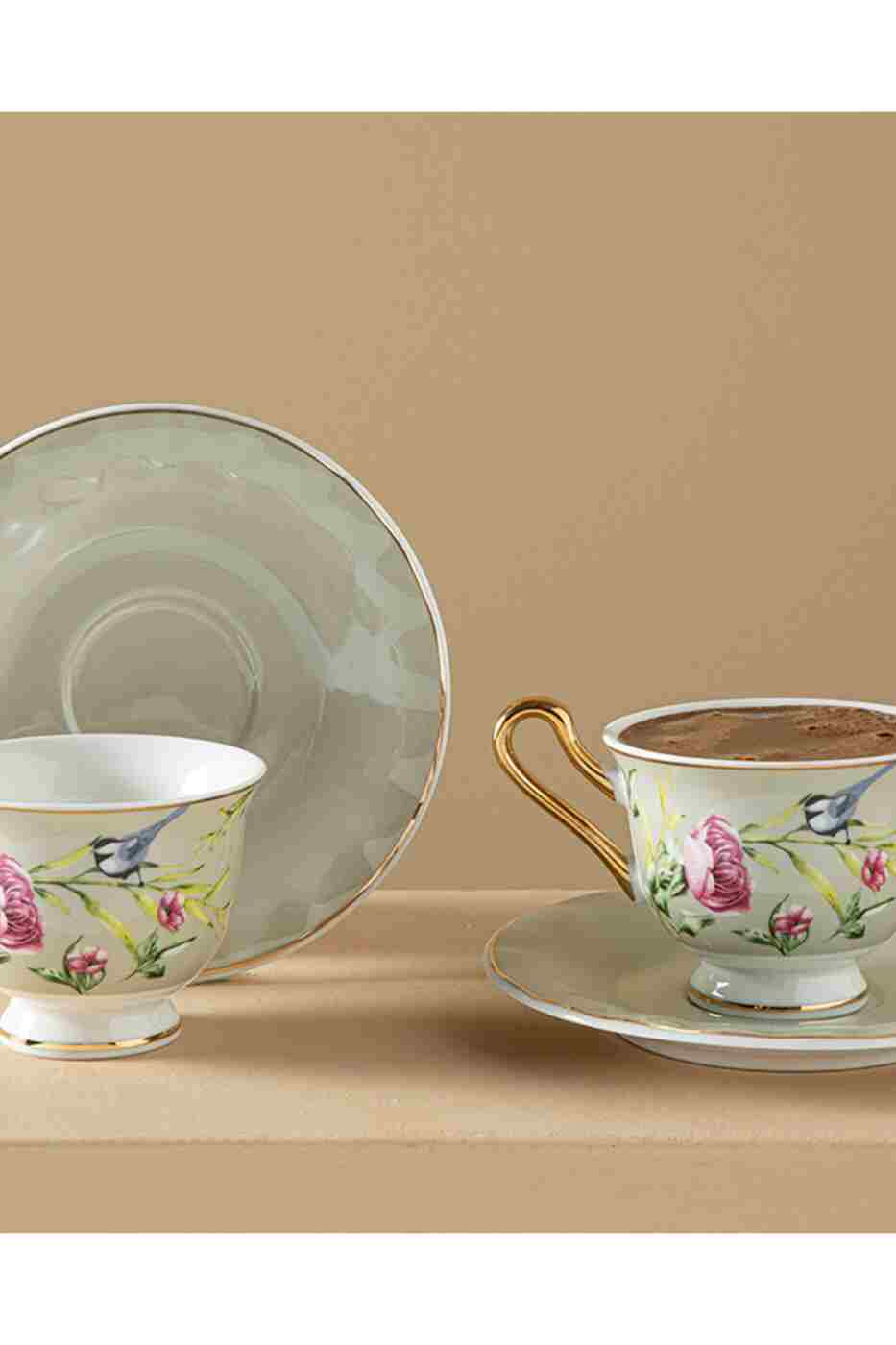 59b90340951ab7ef7273b06f78179d2d English Home Vanilla New Bone China Kahve Fincan Takımı 4 Parça 2 Kişilik Açık Gri - Görsel 1