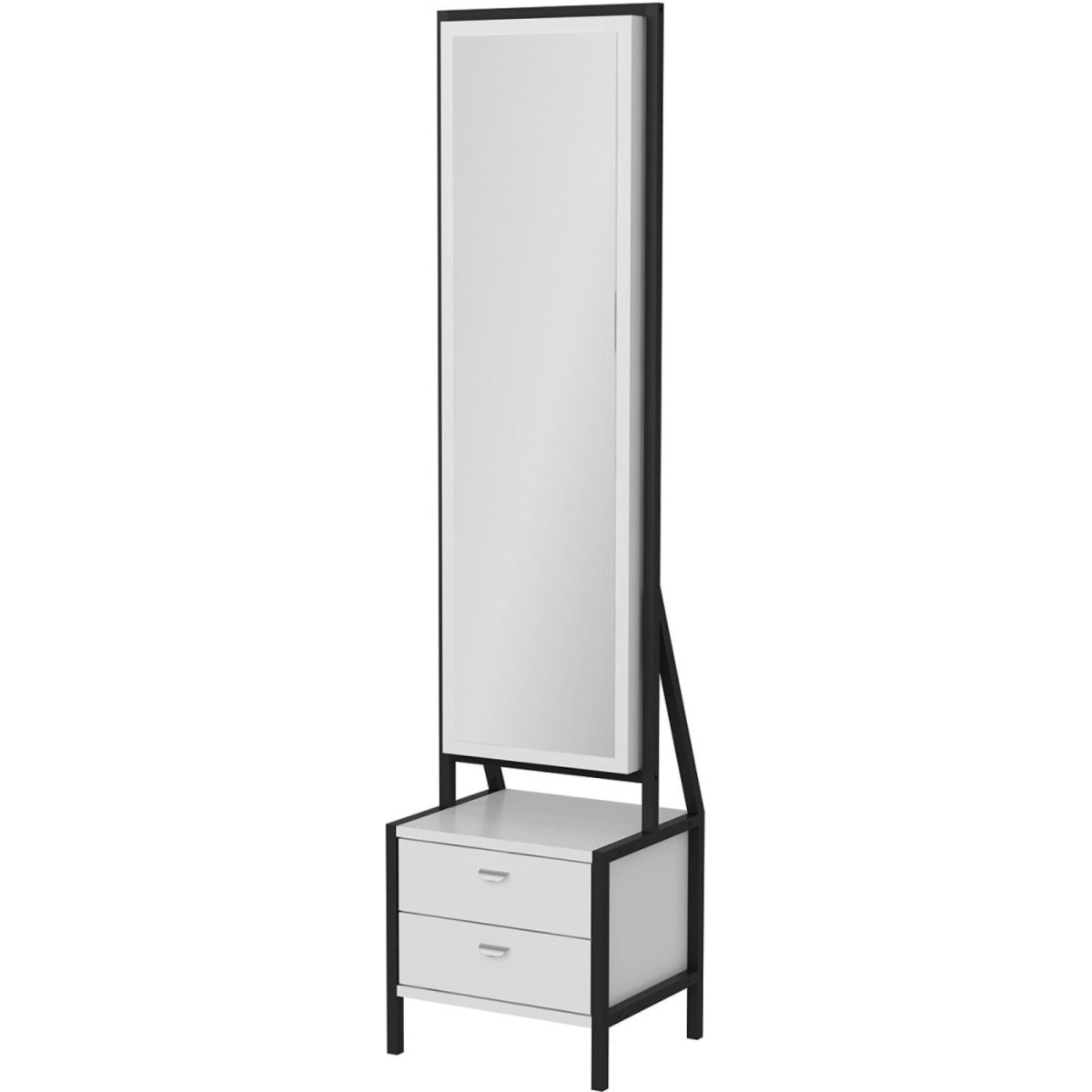 Minar Elegante Aynalı Hareketli Çekmeceli Takı Dolabı / Beyaz - Görsel 6
