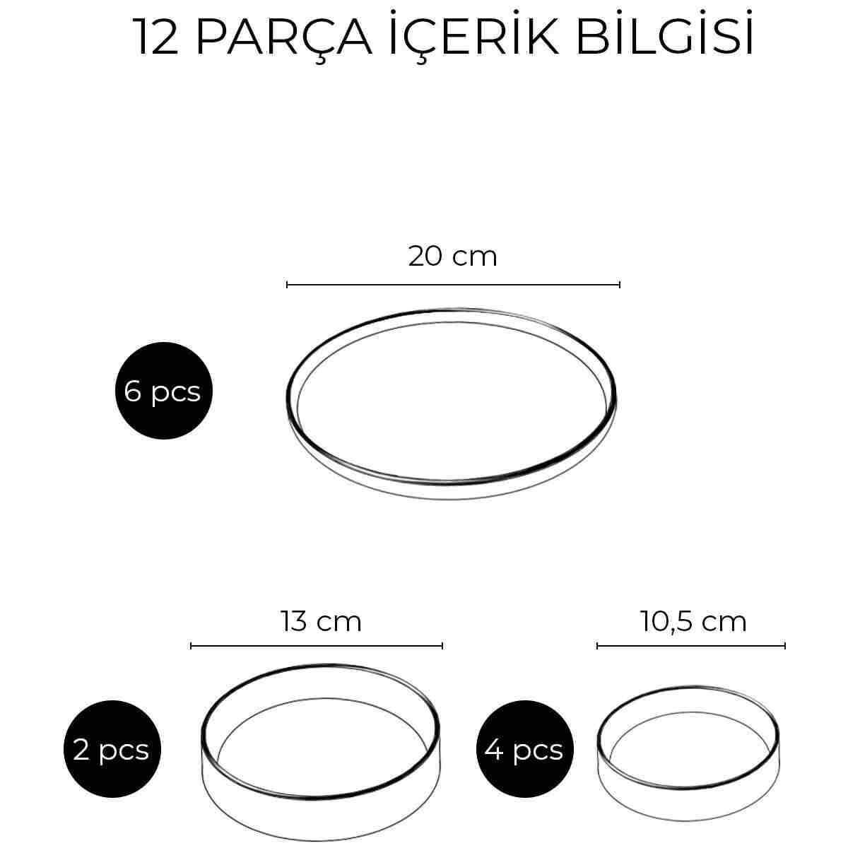 Kitchen Life 12 Parça 6 Kişilik Stackable Black Eyes Kahvaltı Takımı - Lüx Kahvaltılık Sunum Tabağı Seti - Görsel 11