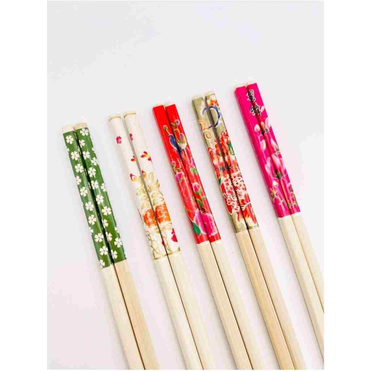 Genel Markalar Desenli Bambu Chopstick Set 10 Adet (5çift) - Görsel 3