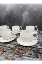 Akkoyunlu home 6 Kişilik Lüx Papatya Kahve Fincanı Takımı 12 Parça 90 ml - Görsel 7