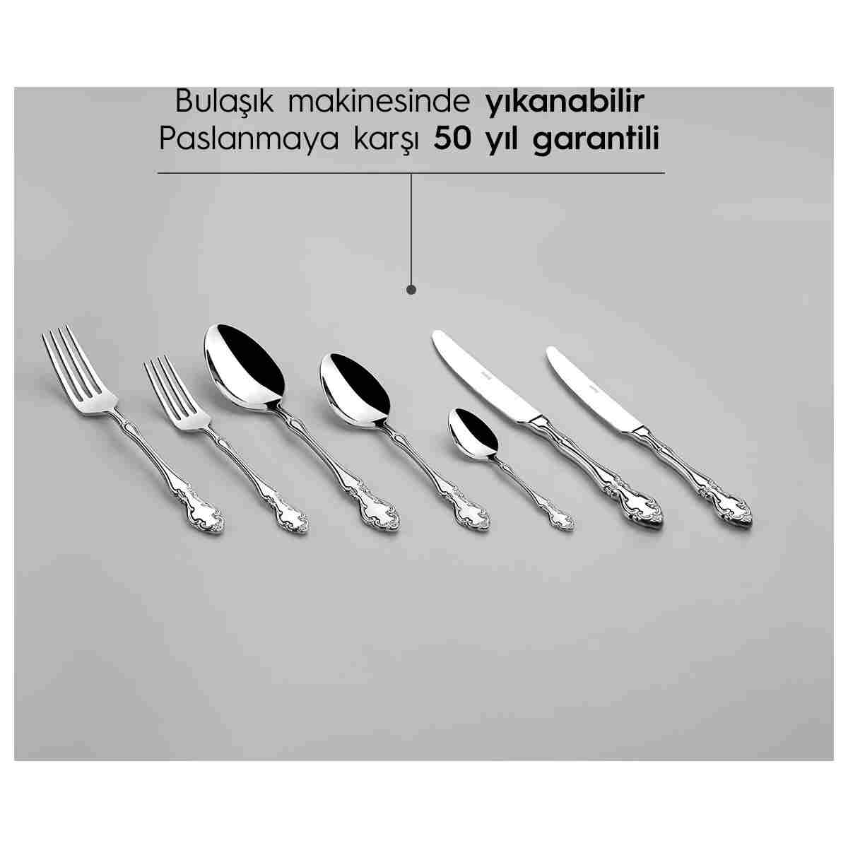 Nehir Adriana Sade 6 Kişilik 36 Parça Kutulu Çatal Kaşık Bıçak Takımı - Görsel 13