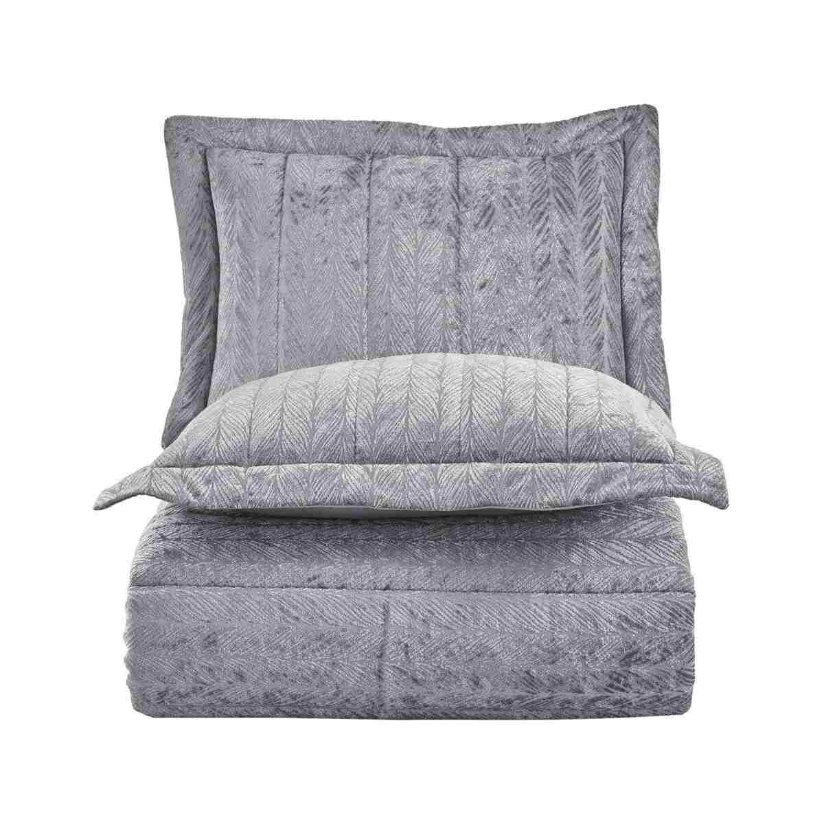 Elart Velvet Comfort Set Uyku Seti Çift Kişilik Kadife 3 Parça (230x220 cm) Gümüş - Görsel 3
