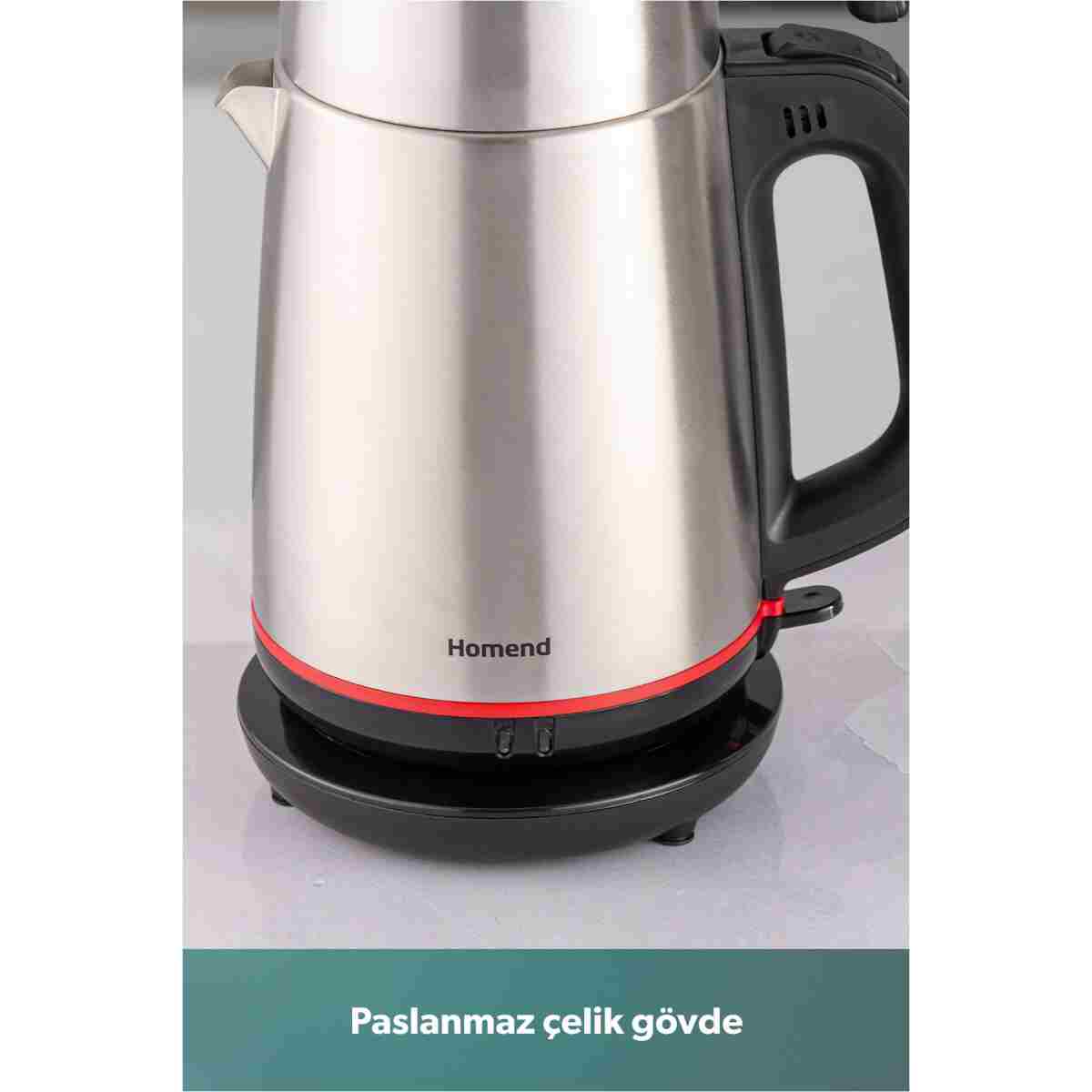 HOMEND Royaltea 1711h Inox Çay Makinesi Siyah - Görsel 13