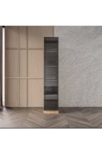 Afilli Altay Kayra Füme Camlı Alimünyum Kapaklı 2 Çekmeceli Giyinme Dolabı Led Askılıklı Tamamı Mdf - Görsel 11