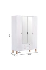Kilim Mobilya Bohera Plus Aynalı Dört Kapaklı Dolap (MDF kapaklı, yüksek ayaklı, iki çekmeceli, 200cm yükseklikte) - Görsel 8