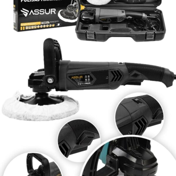 ASSUR 1200w Polisaj Makinesi Devir Ayarlı 6 Kademeli 180 mm Pasta Cila