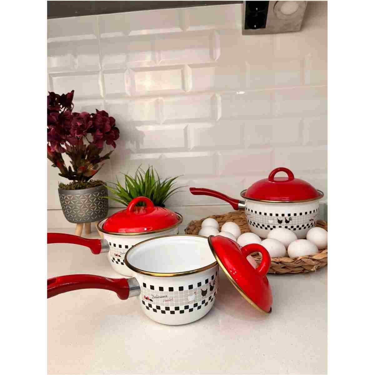 Akkoyunlu home Rafadan Yumurta Pişirme Haşlama Tenceresi Ve Sos Tenceresi Emaye Tava 12 CM - Görsel 4