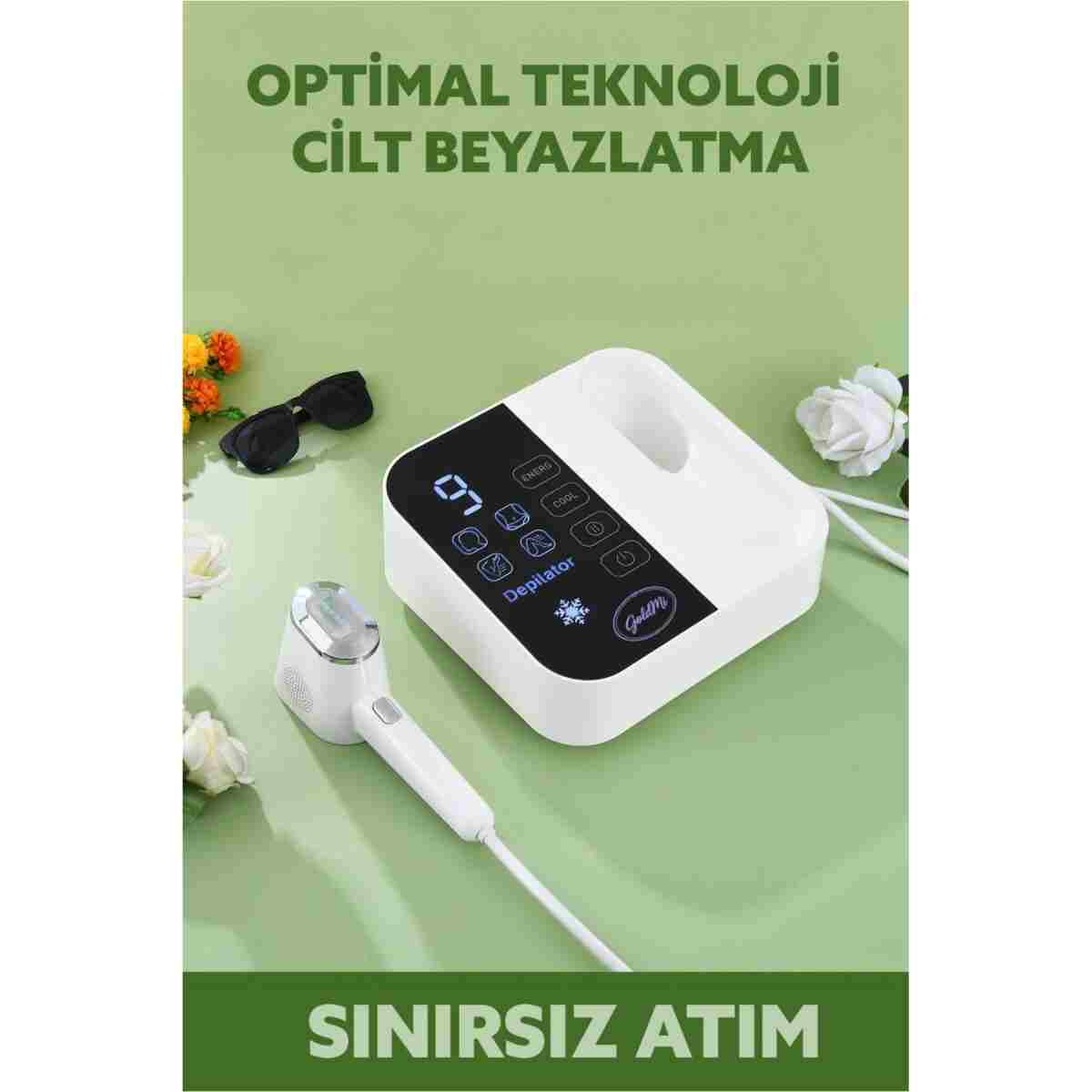 GoldMi HRM1 Optimal Teknoloji Cilt Beyazlatma Sınırsız Atım Safir Buz Sogutmalı 9 Kademeli Epilasyon Aleti - Görsel 2