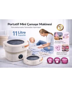 ATLT ATLANTİS 11 LİTRE MİNİ PORTATİF ÇAMAŞIR MAKİNESİ KURUTMAMAKİNESİ KATLANABİLİR VAKUMLU AYAKLAR TAŞINABİLİR