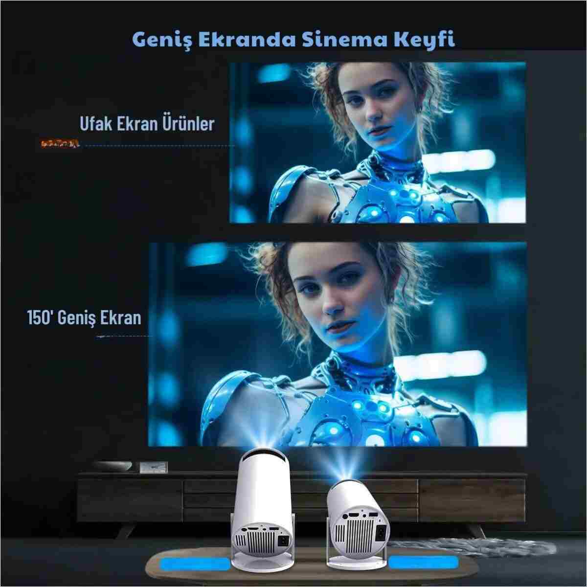 Teknodrone Taşınabilir Android Projeksiyon En Güncel Versiyon Wifi Destekli Akıllı Sinema Projektör Ultra Hd - Görsel 12
