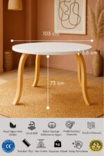 weltwood 4 Kişilik Butterfly Yemek Masası ve 4 İskandinav Sandalye | 103 cm Çap MDF Masa Tablası | %100 Ham Kayın Ağacından Malzeme - Görsel 9