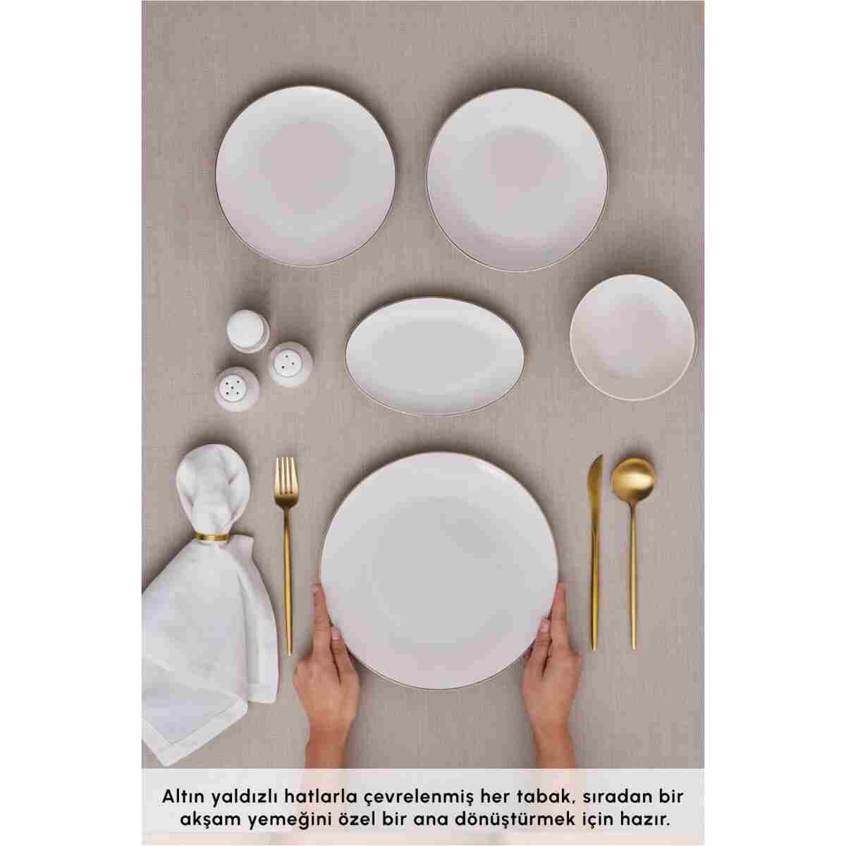 Karaca Elegance Bone Esbelto 53 Parça 12 Kişilik Yemek Takımı Gold - Görsel 11