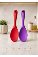 elfnur (2 Adet Ultra Sert Uçlu Silikon Pilav Kaşığı Yüksek Isıya Dayanıklı Yanmaz Yapışmaz 22 Cm - Görsel 8