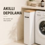 FURNICI Çok Amaçlı ATLANTİKÇAM-BEYAZ Kayar Raflı Dar Alan Dolabı – Açılır Kapanır Fonksiyonel Organizer Ünitesi