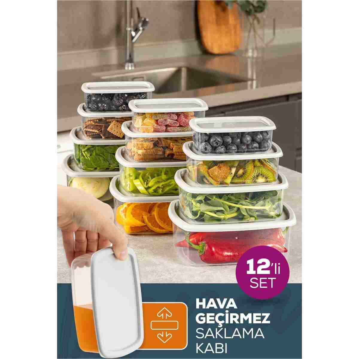 Vienev 12'li Hava Geçirmez Saklama Kabı Seti Antrasit 3x(250-500-750-1200 ML) - Görsel 9