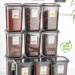 Meleni Home 12'li Set Pino Etiketli Büyük Boy Kare Erzak Saklama Kabı Seti Antrasit 12 X 1.10 Lt