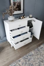 mapahomeliving Simple 4 Çekmeceli 1 Kapaklı Modern Şifonyer Beyaz Gümüş - Görsel 4