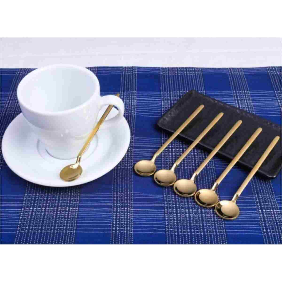 MADYMARK Gold Çay Kaşığı 6'lı Kahve Dondurma Tatlı Pasta Şeker Kaşık Set - Görsel 4